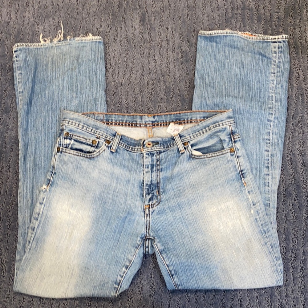 Low Rise Wide Leg Distressed Jeans